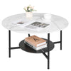 High Gloss Marble Coffee Table Large 2 Layer Side End Table Living Room Bedroom