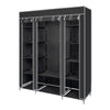 Mondeer Canvas Wardrobe Storage Organiser Fabric with Rail & Shelves Grey/Black