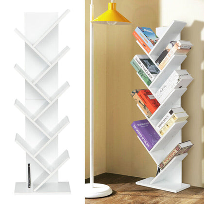 9-Shelf Bookshelf Storage Rack Bookcase DVD CD Media Video Display Holder Wooden