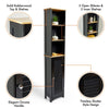 Tall Bathroom Cabinet | Black Wooden Tallboy Storage Cupboard w/ Shelves