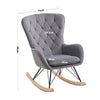 Grey Fabric Upholstered Rocking Chair Leisure Sofa Chair Tufted High Back Rocker