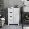 White Bathroom Storage Cabinet with 4 Drawers 1 Door Adjustable Partition Wooden