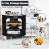Round Coffee Table Metal Frame Cocktail Table Snack Tea Desk w/Storage Shelves