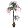 Large Potted Pink Wisteria Flower Artificial Tree Fake Plant Home Garden Decor