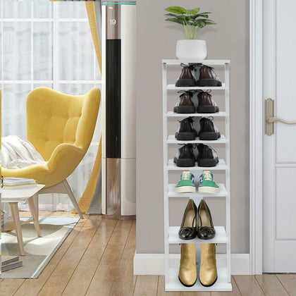 7-tier Single Shoe Storage Rack Stand Organiser Unit Shoe Shelf Home Wood Unit