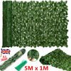 5m Artificial Hedge Trellis Fake Ivy Leaf Fence Garden Privacy Screening Rolls