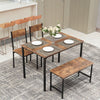 Modern Dining Table and Chairs Set 2xChairs 1xBench Metal Frame Kitchen Home Bar