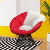 Rattan Papasan Chair Swivel Moon Round Leisure Chair Glider Deep Seat w/Cushion