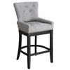 Kitchen Counter High Chair Linen Padded Seat Breakfast High Bar Stool w/Footrest