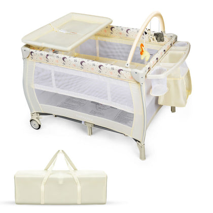 Portable Baby Playard 3 in 1 Convertible Bassinet Cot Bed Toddler Changing Table