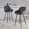 Pair Dining Chairs Bar Stools Dining Room Kitchen Tufted Seat Metal Legs