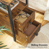 Side Table Bedside Table with Charging Station Nightstand for Small Space