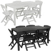 Plastic Rattan Patio Dining Table & Folding Chairs Outdoor Garden Furniture Sets