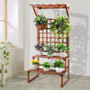 2-Tier Plant Stand Flower Pot Holder Display Rack w Trellis Fence Indoor Outdoor