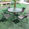 105cm Round Glass Table Metal Frame Outdoor Garden Cafe Patio Large Dining Table
