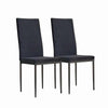 2pcs Black Velvet Padded Seat Dining Chairs for Dining Room Kitchen Living Room