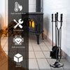 5PCS Fire Tools Set Iron Fireplace Fireside Companion Brush Poker Shovel & Tong