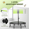 Foldable Mini Trampoline 115cm Exercise Trampoline w/ Height Adjustable Handrail