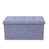 Large Ottoman Foldable Storage Box Linen Suede Foot Stool Seat Durable Colors