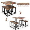 5-Piece Dining Table & Chair Set Bar Pub Table and Four Stool Set w/ MDF Table