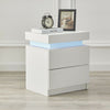 High Gloss LED Bedside Cabinet Tables Nightstand 2 Drawers Bedroom Lamp table