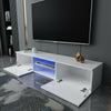 Modern LED Light TV Unit Cabinet Stand 160cm Media 2 Doors + Shelf White
