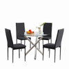 4pc Black Faux Leather Padded Seat Dining Chairs Kitchen Living Room Dining Room