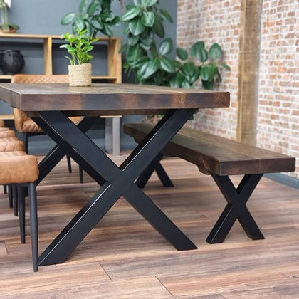 2PCS/Set Black Industrial Metal X Shape Table Legs Desk Bench X Cross Frame Legs