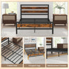 Industrial Double Size Bed Frame Platform Bed w/Headboard & Footboard Noise Free