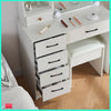 Dressing Table With Led Mirror, Drawers Vanity Table Makeup Desk Stool Set White