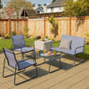 4PCS Garden Patio Table and Chair Set Outdoor Conversation Furniture Metal Frame
