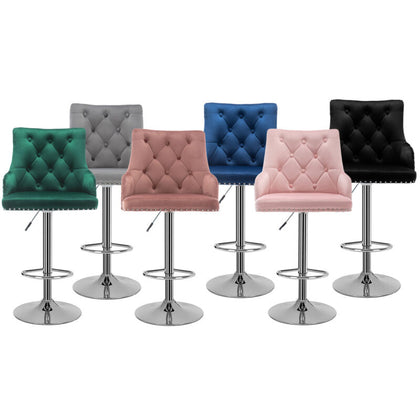 1/2x Velvet Breakfast Bar Stools Kitchen Counter Chair Lift Chrome Base Pub Rest