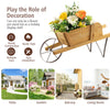 Wooden Wagon Planter Stand Garden Patio Wheelbarrow Flower Cart Decoration