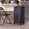 Black Makeup Trolley Case Beauty Trolley Case Vanity Case Box on Wheels w/Drawer