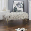 Modern Fluffy Bench Pouffe Stool 2 Seater Bench Bedroom Living Room Hairpin Legs
