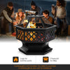 Hexagon Patio Fire Pit Charcoal Log Burning Metal Fire Bowl with Fire Poker