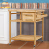 Wood Portable Kitchen Storage Cart Trolley on Wheels Bar Serving Cart Unit Home