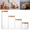 4PC Glass Storage Jars with Bamboo Lids Modern Kitchen Food Storage Airtight UK