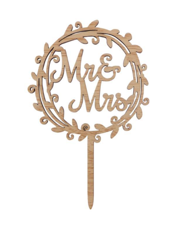 WEDDING CAKE TOPPERS - Rustic Wooden Love Mr & Mrs Cake Decoration Handmade