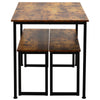 3PCS Dining Table and 2 Benches Set Kitchen Furniture Space-Saving Table Chairs