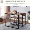 HOMCOM 3 Pcs Table Stool Set Dining Room Bar Modern Style Furniture Metal Frame