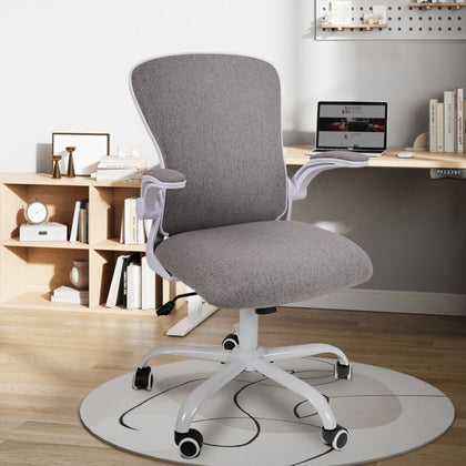 Fabric Office Chair Task Computer Desk Chairs 30° Rocking Seat Padded Arms Grey