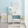 White Dressing Table&Stool Set Makeup Desk Vanity Table Drawers Mirror Dresser