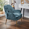 Upholstered Armchair Nordic Crushed Velvet Single Sofa Chair Golden Metal Leg