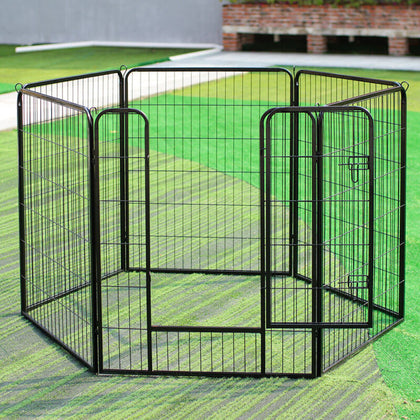 Heavy Duty 6 Panel Puppy Playpen Pet Dog Pen Rabbit Fence In/Outdoor 100cm High