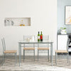 Modern Glass Dining Table and 4 Chairs Set MDF Cushion Home Kitchen Furniture