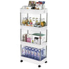 4 Tiers Kitchen Handle Trolley Cart Storage Rack Tray Shelf Rolling Wheel