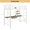 3.5FT Single Metal Loft Bed Frame High Sleeper Bunk Bed W/ Desk Storage Shelves