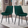 Set of 2 Dining Chairs Velvet Padded Seat Metal Leg Kitchen Chairs Multicolor