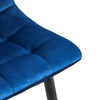2 Pcs Bar Stools Blue Velvet with Backrests and Metal Legs Home Kitchen